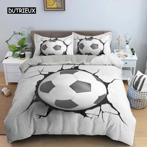 Bettwäsche-Sets 3D-Fußball-Set Fußball Bettbezug Kissenbezug Polyester Tröster König Königin Voller Doppelball Sport Quilt