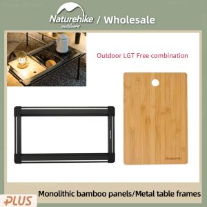 Verktyg NatureHike Bamboo Plate Metal Table Frame Outdoor Igt Modular Table Portable Camping Barbecue Dining Table Fri stående bord