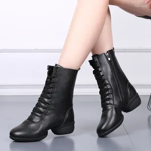 Buty taneczne Jazz Boots Women Ballroom Ladies Latin Warm Square Modern Party Middle Heel 4cm Autumn Winter Dancing Sneakers