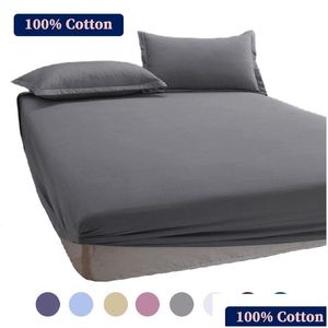 Bedding Sets 100% Cotton Fitted Sheet With Elastic Bands Non Slip Adjustable Mattress Ers For Single Double King Queen Bed 140160200 Dh1Al