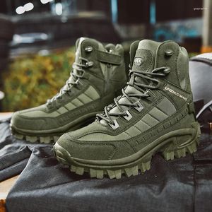 Fitness Shoes 2024 Army Green Men Hiking Male Hunting Boots Outdoor Anti-Slip Trekking Durable Military Tactical Size 46