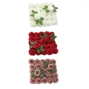 Conjunto de caixa artificial de flores decorativas, peças centrais de mesa de seda diy, rosa falsa