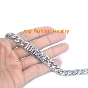 Designer custom luxury jewelry initial name hand cuban link chain adjustable 18k gold plated stainless steel men bracelets