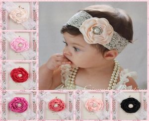Ins Infant Flower Pearl Opaski Girl Lace Headwear Kids Baby Pography Rekwizyty Nowonarodzone łuk Hair Accessorie