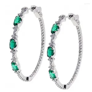 Hoop Earrings DRlove Vintage For Women With Green Cubic Zirconia Bling Earring Beauty Anniversary Gift Female Jewelry 2024