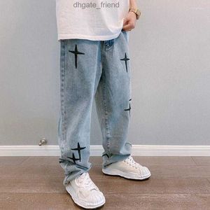 Herren Jeans Männer Emo Harajuku Streetwear Alt Hip Hop Breite Bein Baggy Denim Hosen Grunge Frauen Graffiti Niedrige Taille Hosen y2k Kleidung