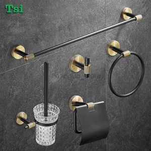 Portasciugamani Portasciugamani oro e nero Portasciugamani da parete in acciaio inossidabile Accessori da bagno Set Portarotolo Portasciugamani Portasciugamani 240321