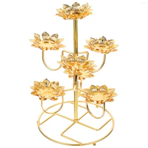 Titulares de vela Ghee Suporte de lâmpada para castiçal de metal castiçal templo lotus rack forma decorativa