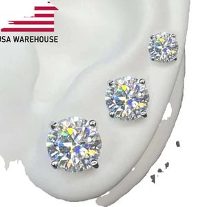 3mm-10 mm klasyczny Mossanite śrubowe kolczyki biżuteria szterling sier vvs moissanite Diamond Ear Stud dla mężczyzn Prezent