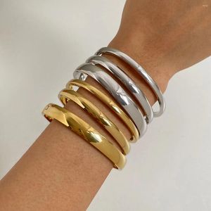 Armreif Peri'sbox 4 mm 6 mm 8 mm minimalistische 316L-Edelstahl-Massivgold-PVD-Beschichtung glatte schlichte Kuppel-Scharnierarmbänder für Frauen