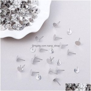 Other 500Pcs 4 5 6 8Mm Stainless Steel Blank Post Earring Stud Base Pins Cabochon Cameo Settings Flat Round Tray For Diy Drop Delivery Dh19I