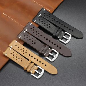 Bracelets Genuine Leather Watch Band Black Brown Coffee Color Rally Watch Strap Replacement Watchbands 18mm 20mm 22mm