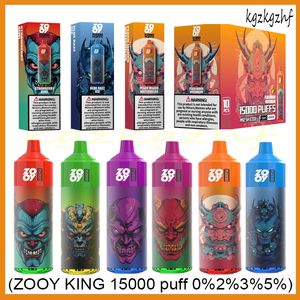 Zooy King 15000 Puff 15k Puff descartável e cartuchos 26 ml pré -carregados 650mAh Vape pendisposível recarregável 2% 5% 12 cores dispensáveis vape para o exterior de armazém no exterior