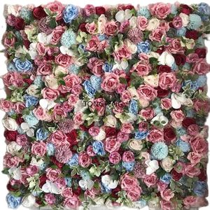 Fiori decorativi TONGFENG ROSA 8 pz/lotto Decorazione del partito Fleurs Artificielles Seta Rosa Peonia Fiore 3D Pannello da parete Sfondo di nozze