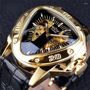 WristWatches Modna automatyczna mechaniczna zegarek mężczyzn z pustą trójkątną tarczą