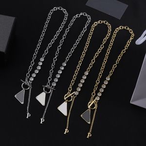 Designer Triangle Letter Necklaces For Women Mens Crystal Necklace Classic Pendant Silver Valentines Day Necklaces Jewelry Necklace Gifts