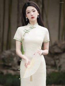 Roupas étnicas Jovem Estilo Chinês Elegante Cheongsam para Temporada de Graduação Verão Diário Slim Fit Melhorado Lady Dress