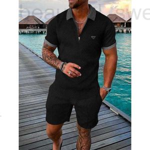 Tute da uomo firmate Designer Uomo 2 pezzi Set Camicia Pantaloncini Abito casual Estate Cerniera Risvolto T-shirt Top Uomo Manica corta Abiti M-6XL Polo 077P