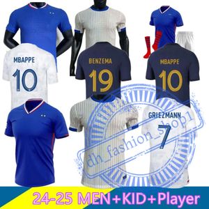 24/25 Euro Cup French Home Jersey Mbappe Soccer Jerseys Dembele Coman Saliba Kante Maillot de Foot Equipe Maillots Griezmann Kids Men Women Fans Player Footbal 12