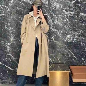 Women's Trench Coats designer brand high-end Triumphal Arch Early Autumn New Ce Khaki Coat in Mid Length, Stylish and High-end Retro Jacket for Casual Women 30QX