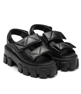 Verão 2024 uso diário sandálias de couro acolchoado sapatos femininos plataforma de couro monolítico sola apartamentos gladiador sandalias senhora conforto andando EU35-40