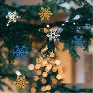 Julekorationer 20st Glitter Snowflake Tree Pendent Decoration Ornaments Fake Patches Diy Year Garlands Home Crafts Drop Delive Otnwf