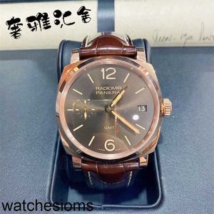 디자이너 Panerass Luxury Watches 손목 시계 즉시 손목 시계 시계 PAM00570 매뉴얼 기계식 로즈 골드