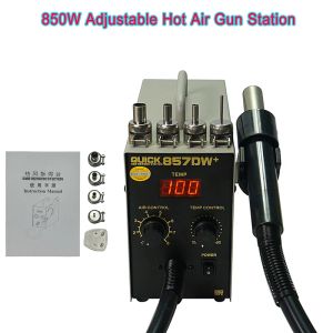 QUICK 857DW+ Soldering Station 850W Adjustable Hot Air Gun Station with Heater Helical Wind Air Gun SMD Hot Rework Station