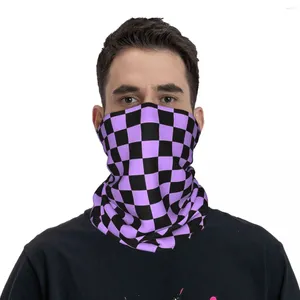 Cycling Caps Black Purple Checkers Bandana Fashion Vintage Balaclava Spring Riding Fishing UV Protection Mask Soft Bike Tactical