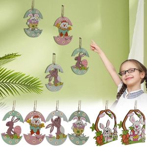 Party Decoration Easter Wooden Sign Happy Hanging Ornaments With Eggs Colorful Decor For And Home