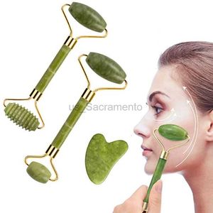 Ansikte Massager Natural Jade Roller Face Lifting Roller Guasha Board Gourmet Stone Scraper Face Massage Wrinkle Prevention Beauty Tool Wholesale 240321