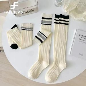 Women Socks Autumn JK Stockings For Girl Leg Warmer Fashion Stripe Knitted Long Solid Color Thigh High Over Knee