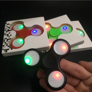 Hand Spinners LED Flash Light With Push Switch Luminous Spinner EDC Triangle Finger Spinning Fingers Anxiety Toys DHL4740995