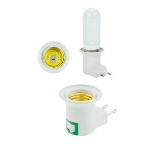 3st E27 LED Light Socket White Lamp Holder till EU Plug/US Plug Holder Adapter Converter On/Off för glödlampa