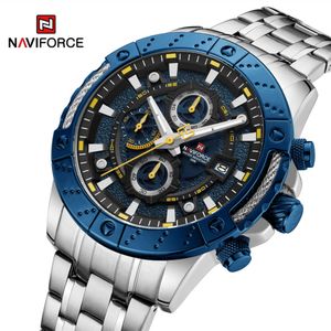 NaviForce Men Business Watch Chronograph Pasek ze stali nierdzewnej kwarcowy na rękę Wodoodporną datę Zegar Relogio Masculino