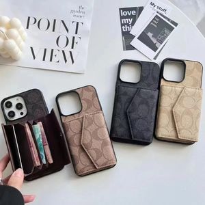 Projektant obudowy telefonu Crossbody Portfel Uchwyt karty iPhone do Apple iPhone 15 Pro Max 14 13 12 11 Skórzane skrzynki z telefonami komórkowymi osłona smycz