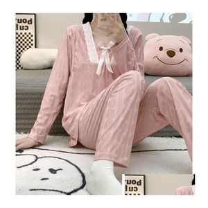 Sleep Lounge Womens Pajamas Postpartum Nursing Clothes Large-Sized Long Sleeved Home Clothing Can Be Worn Externally In Thin Styles Dr Otwgr