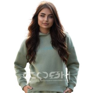 Confortável conjunto de jogger com capuz moderno velo Athleisure desgaste feminino inverno com capuz agasalho lounge em estilo com