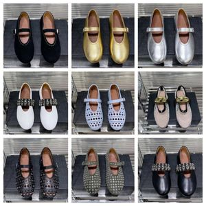 Designer-Ballettschuhe, flache Schuhe, Markenschuhe für Damen, Nieten, Strasssteine, Luxus-Sandelholz, Gold, Markenschuhe, Kleider und Schuhe, Slipper, Mary-Lederkleidschuhe, Sommer