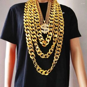 Chains Big Chunky Necklace Rapper Fake Gold Chain 90s Hip Hop Plastic Costume Performance Props Jewelry