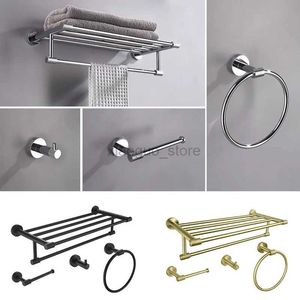 Towel Rings Matte Black/Chrome/Brushed Gold Bathroom Accessories Tissue Paper Holder Robe Hook Towel Rack Towel Ring 240321