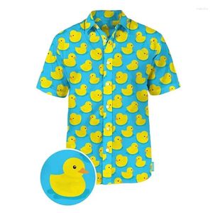 Men's Casual Shirts Summer Hawaiian Button Animal Duck Lapels Printed Outdoor Street Wind Short-sleeved Clothistreet Tops
