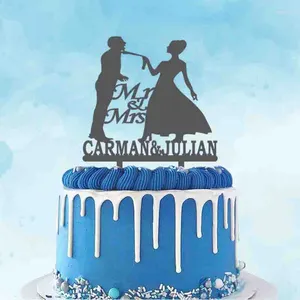 Party Supplies Personalized Wedding Cake Topper Custom Couple's Name Rude Bride Drags Groom's Tie Embarrassed Groom Funny