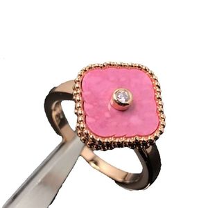 Designer jóias anel vintage quatro folhas trevo charme anéis de volta mãe-de-pérola esterlina sier ouro studs ágata para mulheres jóias de casamento presente