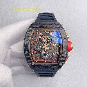 Часы RM Часы с муассанитом Montre RM011 Черный кованый карбоновый корпус RM011 NTPT Lotus Team Limited Side Розовое золото