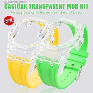 Watch Bands Case PC per CASIOAK GA2 GA2110 Kit di modifica trasparente per GAB2 2110 Accessori di sostituzione del coperchio della cintura di gomma Y240321