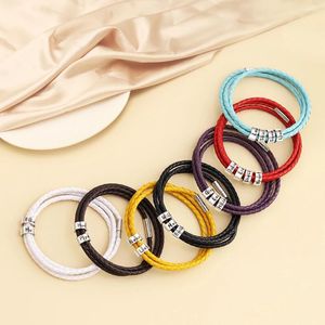 Charme Pulseiras Personalizado Multi Color Pulseira De Couro Para Homens Mulheres Personalizado Frisado 2024 Verão Estilo Boho