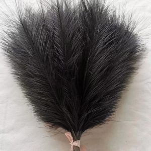 Decorative Flowers 10Pcs Artificial Black Pampas Grass Bouquet For Home Bedroom Room Wedding Decoration Fake Plant Simulation Dried Flower