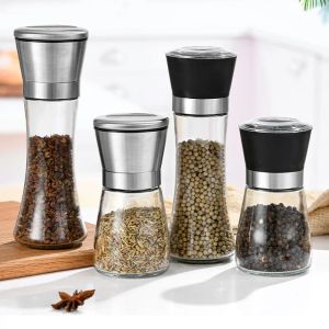 Glass Salt Pepper Grinder Manual Mill Peppers Grinders Seasoning Grinding Milling Machine Portable Kitchen Tools Supplies TH1337