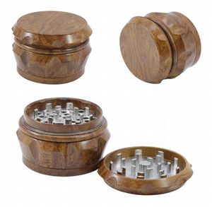 Wood Tobacco crusher Herb Grinder 2019 new 4 piece 40m 50mm 55mm 63mm Smoking Set pollen press catcher drumshape metal grinders D2171459